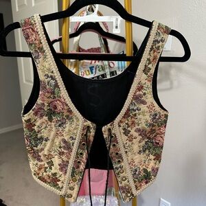 Authentic Floral Lace Up Corset Top